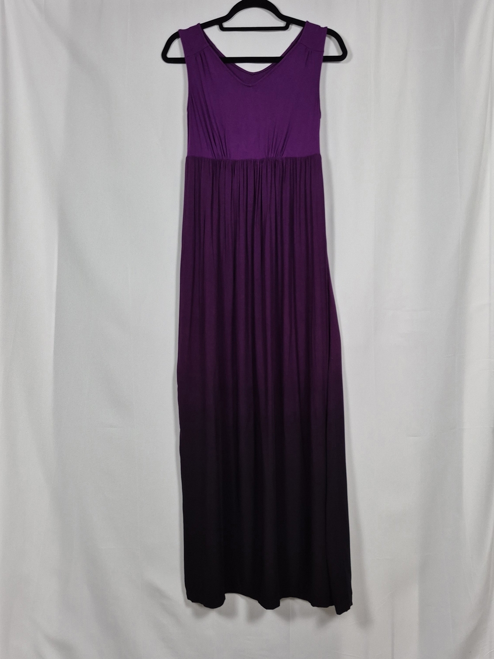 Liz Lange Maternity Purple Ombre Maxi Dress Sleeveless Tie Back XS